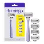Flamingo Value Pack Non-Disposable Razor with Handle - Lilac - 5ct: Whole Body, All Hair Types, Manual, 5 Blades