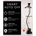 SALAV Smart Automatic Shut-Off Performance Garment Steamer with Wheels and Descaler Maintenance Packet Black - Image 2