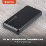 GRIFFIN 10,000mAh 3-Port Power Bank with USB-A & Dual USB-C Output, LED Battery Indicator - Image 5