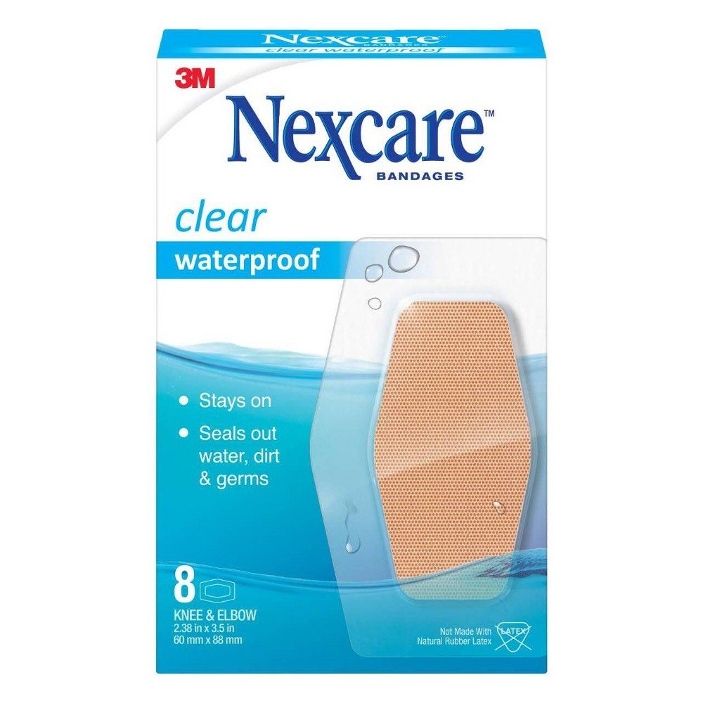 GUEST_db1ddbd8-62fd-4238-a554-07ee8eb650d6 Nexcare Waterproof Bandages Knee and Elbow, Clear, 2 3/8 in x 3 1/2 in, 8 ct. - Image 1