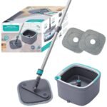 True & Tidy TrueClean Spin Mop & Bucket System: Cleaning Tools, Microfiber, 11.8 x 7.28 x 11.8 Inches