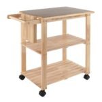 Utility Cart with Cutting Board Wood/Natural - Winsome: Farmhouse Style, Hardwood Frame, 2 Shelves