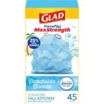 Glad ForceFlex MaxStrength Tall Kitchen Drawstring Trash Bags - Febreze Beachside Breeze - 13gal /45ct
