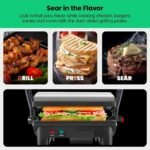 Chefman 3-in-1 Panini Press & Grill, 2-Slice Non-Stick, Opens Flat - Stainless Steel - Image 4