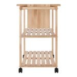 Utility Cart with Cutting Board Wood/Natural - Winsome: Farmhouse Style, Hardwood Frame, 2 Shelves - Image 3
