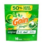 Gain flings! Original 3 in 1 Oxi & Febreze HE Deep Cleaning Concentrated Laundry Detergent Pods