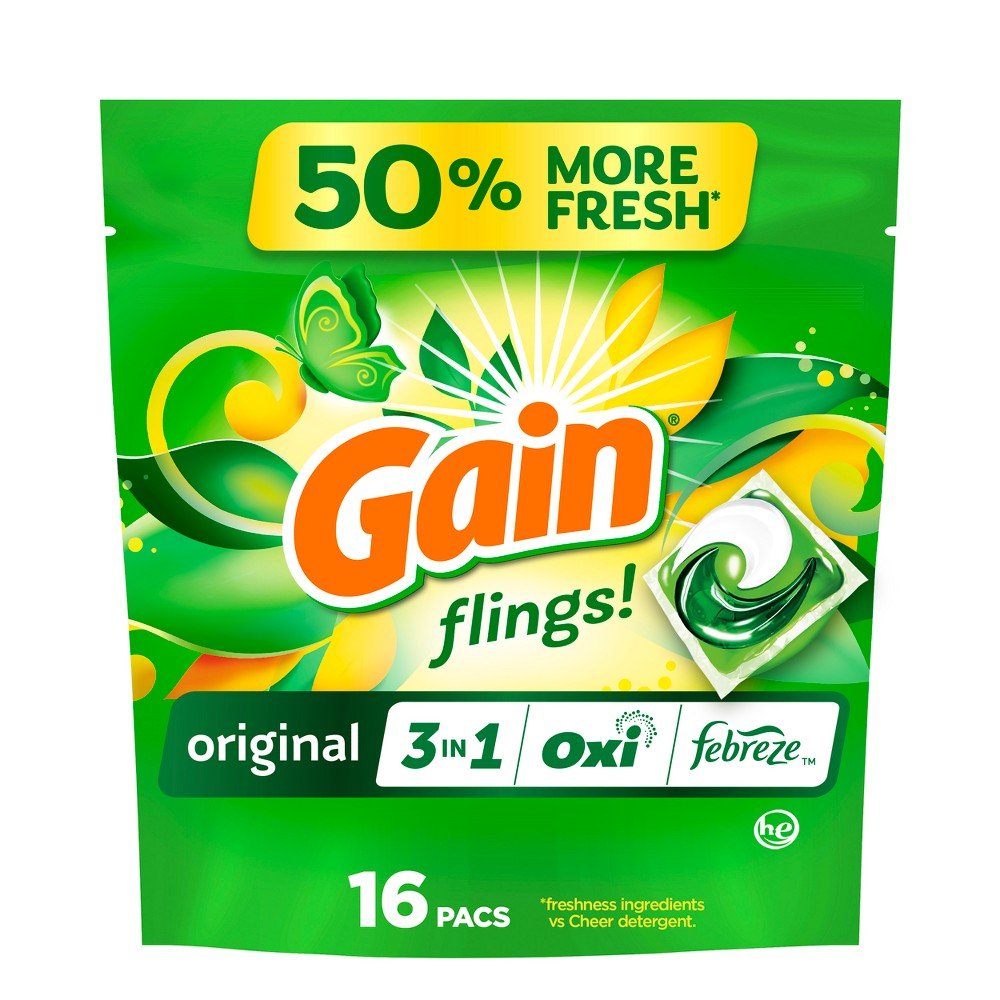 GUEST_f99cd6db-9753-4e68-88f7-6f88e475abda Gain flings! Original 3 in 1 Oxi & Febreze HE Deep Cleaning Concentrated Laundry Detergent Pods - Image 1
